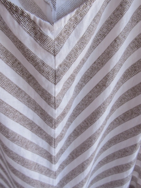 Love Linen Long Dress Brown White Chevron Stripe L J JIll Sleeveless - Picture 5 of 12
